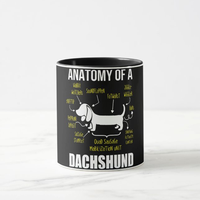 Hund Gift | Anatomi i Dachshund Mugg (Center)