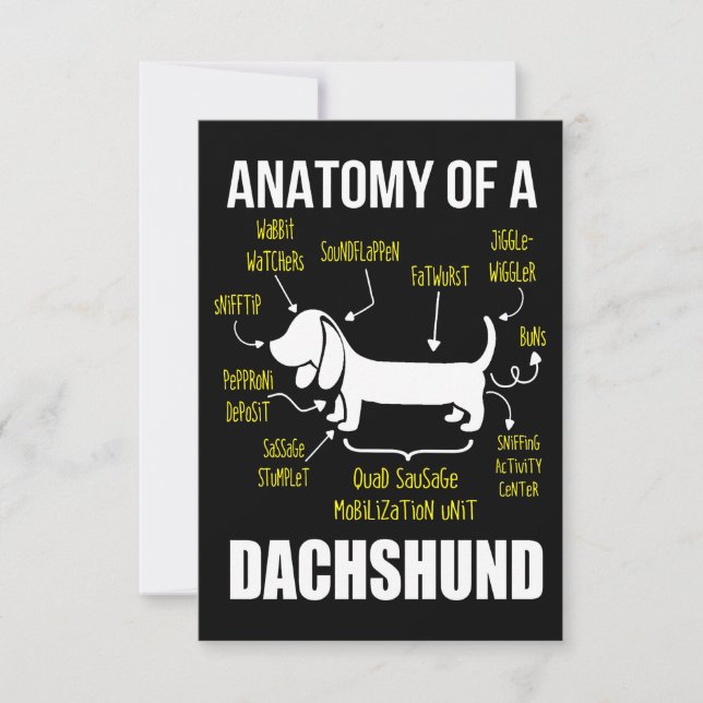 Hund Gift | Anatomi i Dachshund Tack Kort (Framsida)