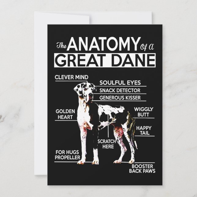 Hund Gift| Anatomin i ett Great dane Tack Kort (Framsida)