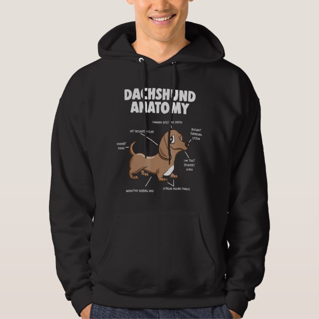 Hund Gift | Anatomy Dachshund Funny Weiner Hoodie (Framsida)