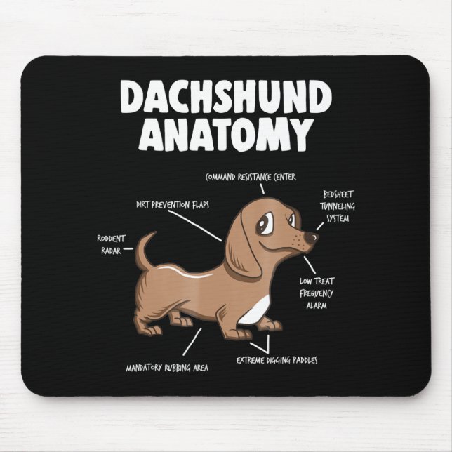 Hund Gift | Anatomy Dachshund Funny Weiner Musmatta (Framsidan)