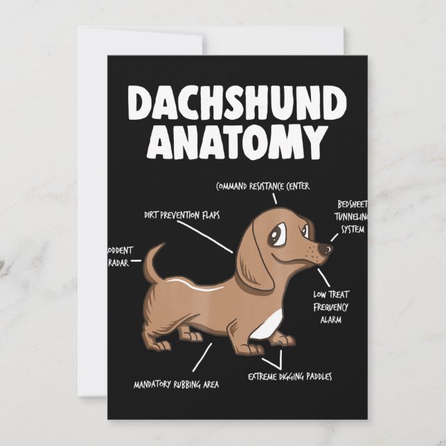 Hund Gift| Anatomy Dachshund Funny Weiner Tack Kort (Framsida)