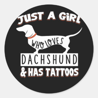 Hund Gift | Bara en flicka som Kärlek Dachshund Runt Klistermärke