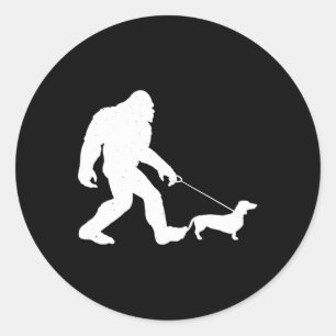 Hund Gift Bigfoot Walking Dachshund Funny Wiener Runt Klistermärke