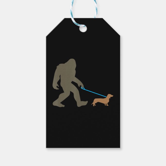 Hund Gift | Bigfoot Walking Dachshund Presentetikett (Framsidan)