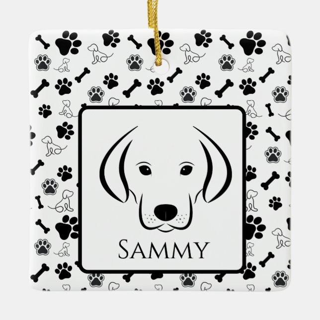 Hund Gift Black and White Ornament (Framsida)