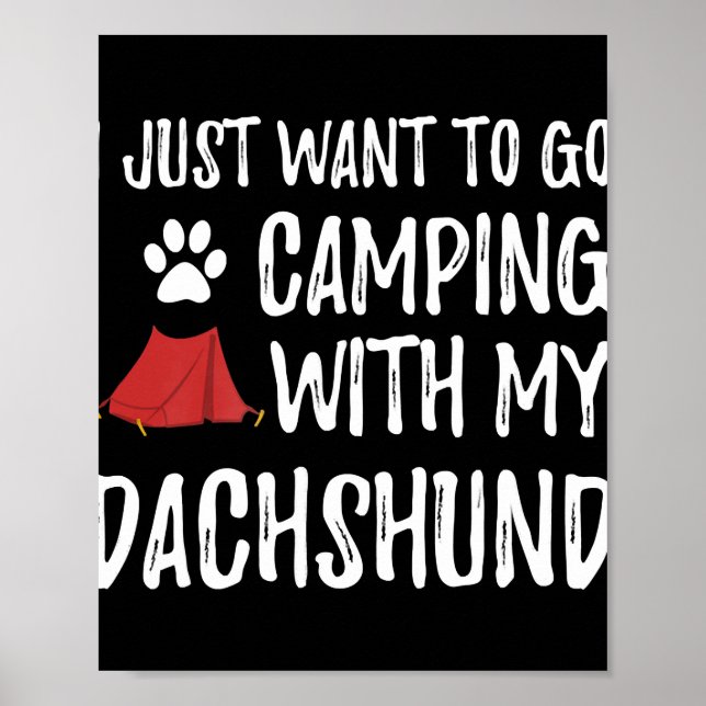 Hund Gift | Camping with My Dachshund Poster (Framsidan)