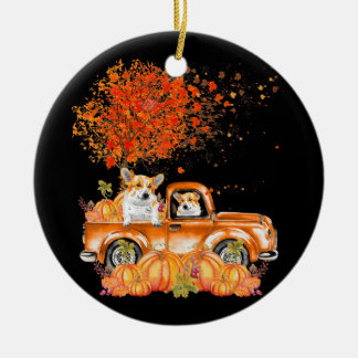 Hund Gift | Corgi Hund Pumpkins Julgransprydnad Keramik