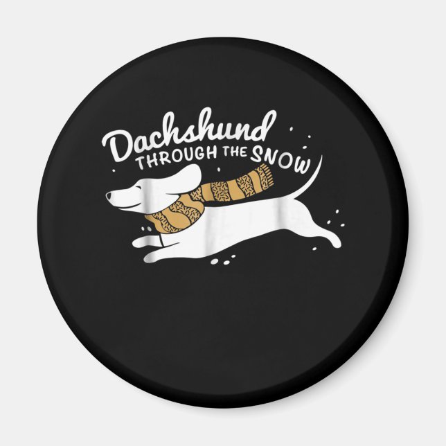 Hund Gift | Dachshund genom Snö Magnet (Framsidan)