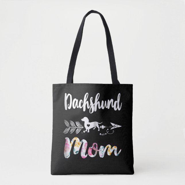 Hund Gift | Dachshund Mamma Dachshund Blommigt Tygkasse (Framsida)