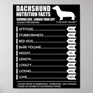 Hund Gift  Dachshund Näringsfaktorer Poster