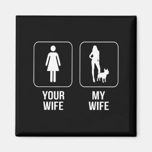 Hund Gift Din fru - Min Fransk Bulldog Magnet
