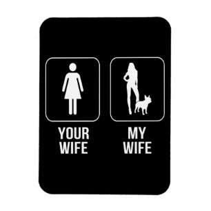 Hund Gift   Din fru - Min Fransk Bulldog Magnet
