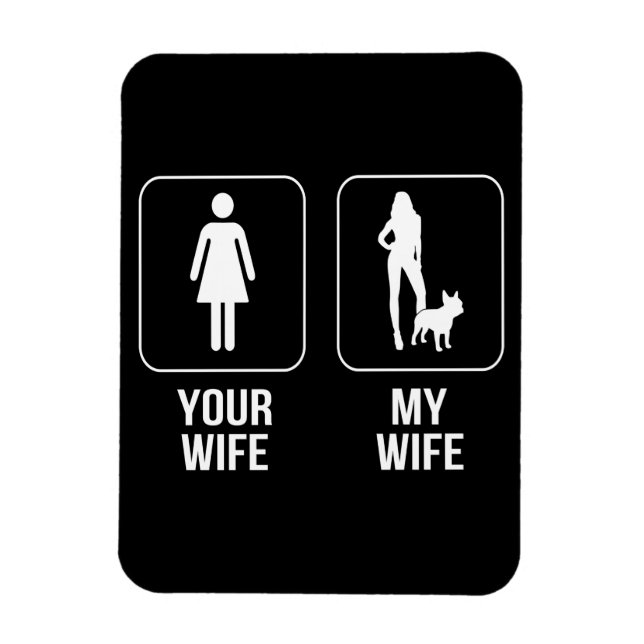 Hund Gift | Din fru - Min Fransk Bulldog Magnet (Vertikal)