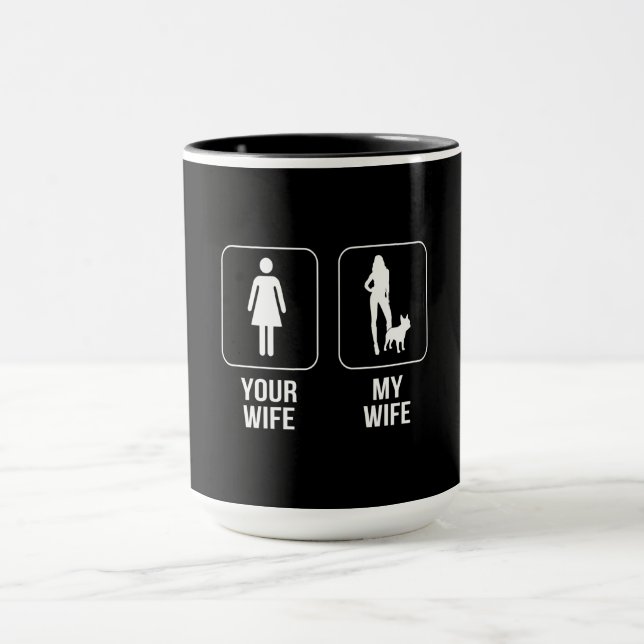 Hund Gift | Din fru - Min Fransk Bulldog Mugg (Center)