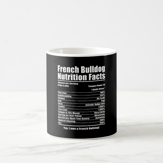 Hund Gift | Fransk Bulldog Näringsfakta Kaffemugg (Center)