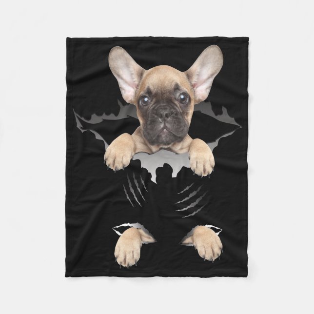 Hund Gift | Fransk Bulldog Puppy Gift Fleecefilt (Framsidan)