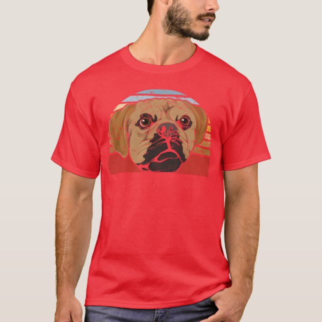 Hund Gift Hund älskare Retro Puggle-reflektor T Shirt (Framsida)