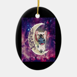 Hund Gift   I Kärlek till Måne och tillbaka Julgransprydnad Keramik