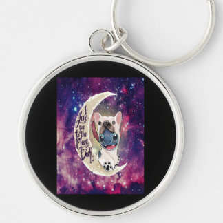 Hund Gift | I Kärlek till Måne och tillbaka Rund Silverfärgad Nyckelring