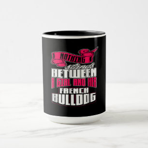 Hund Gift Mellan en flicka och hennes Fransk Bul Mugg