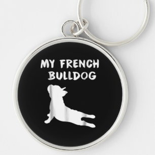 Hund Gift Min Fransk Bulldog Rund Silverfärgad Nyckelring