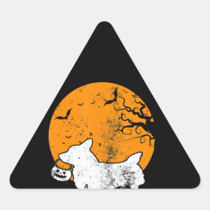 Hund Gift Pembroke Welsh Corgi Pumpkin Halloween Triangelformat Klistermärke