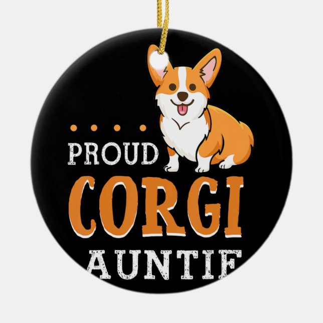Hund Gift | Söt corgi auntie Julgransprydnad Keramik (Framsidan)