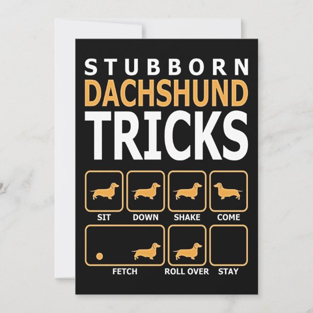 Hund Gift| Stubborn Dachshund Tricks Tack Kort (Framsida)