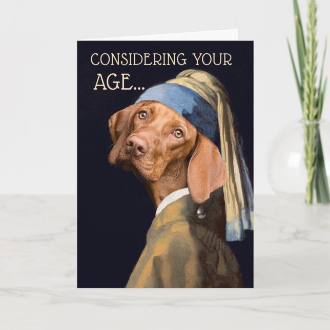 Hund Girl med Pearl Earring Humor Kort (Framsida)