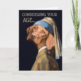 Hund Girl med Pearl Earring Humor Kort