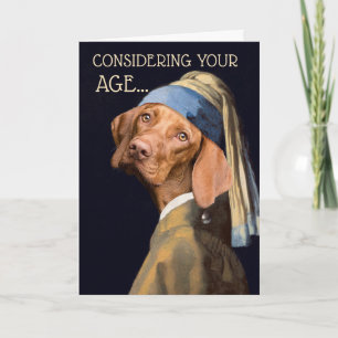 Hund Girl med Pearl Earring Humor Kort