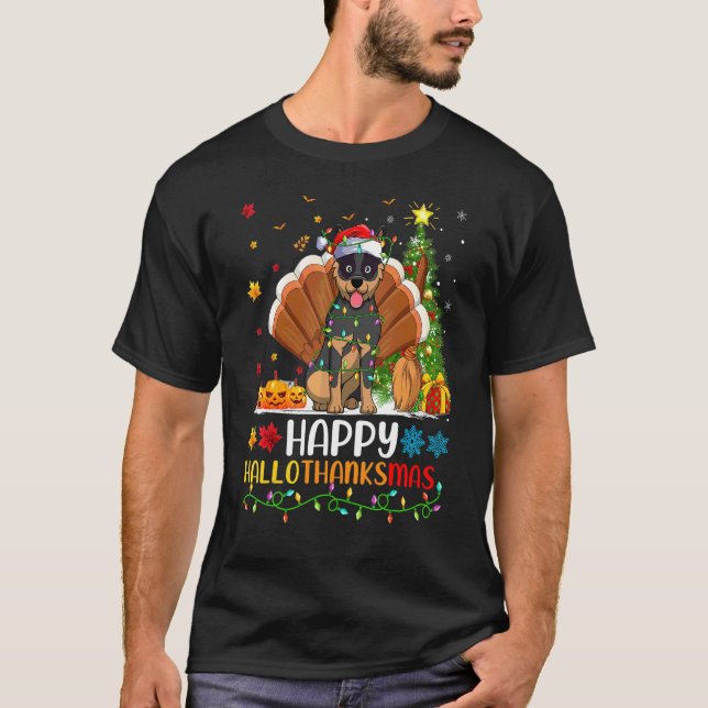 Hund     Glad australisk nötkreaturshund Hellothan T Shirt (Framsida)
