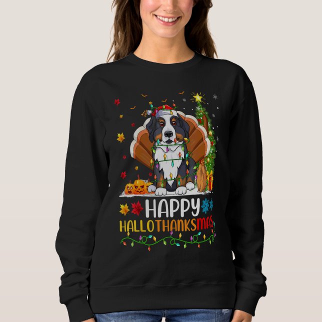 Hund   Glad Berner Sennenhund Hellothanksmas T Shirt (Framsida)