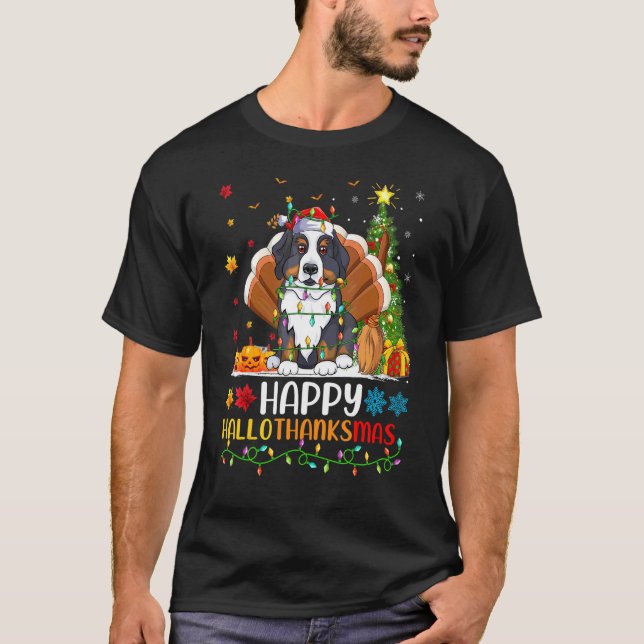 Hund   Glad Berner Sennenhund Hellothanksmas T Shirt (Framsida)