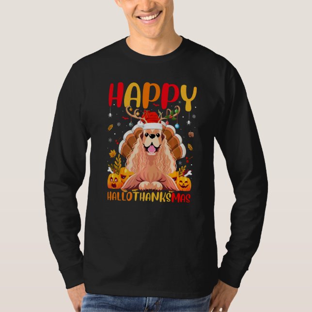 Hund  Glad Cocker Spaniel Hund Hellothanksmas T Shirt (Framsida)