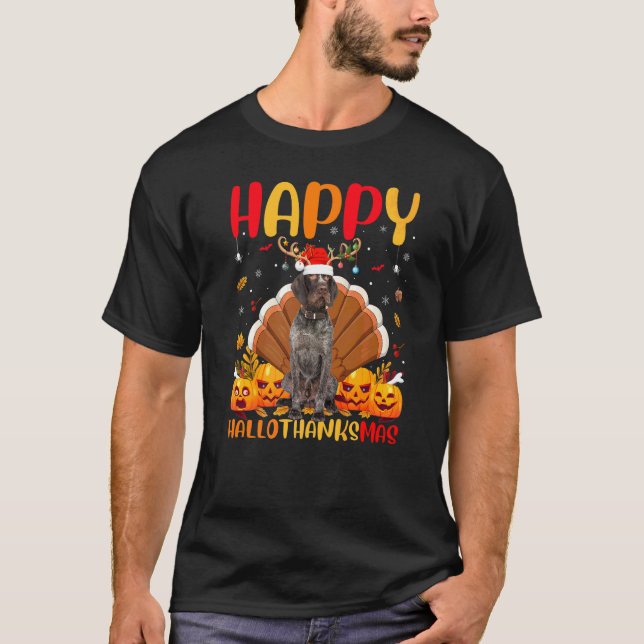 Hund  Glad Deutsch Strävhårig Pointer Hund Helloth T Shirt (Framsida)