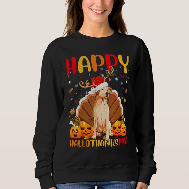 Hund  Glad Golden Retriever Hund Hellothanksmas T Shirt (Framsida)