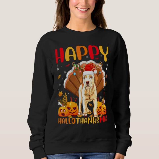 Hund  Glad Labrador Retriever Hund Hellothanksmas T Shirt (Framsida)
