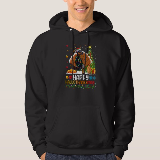 Hund   Glad Miniature Pinscher Hund Hellothanksmas Hoodie (Framsida)