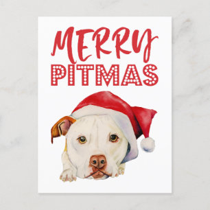 Hund glada Pitmas för tjur för julSanta grop Helg Vykort