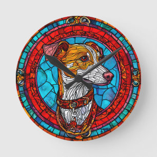 Hund Glas-in-ram-konst Rund Klocka