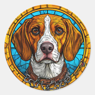 Hund Glaskonst Runt Klistermärke