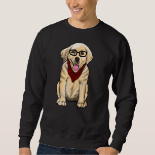 Hund, glasögon och rödscarf Cute Golden Labr Lång Ärmad Tröja