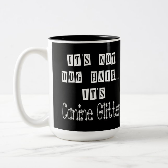 Hund-Glitter-Humor-tvåtonskaffe-Mugg Två-Tonad Mugg (Vänster)