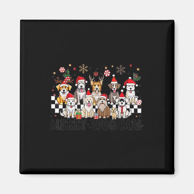 Hund God jul Woofmas Hund älskare nytt år Magnet (Framsidan)