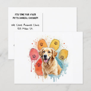 Hund Gold Retriever i en Paw-utskrift Vykort