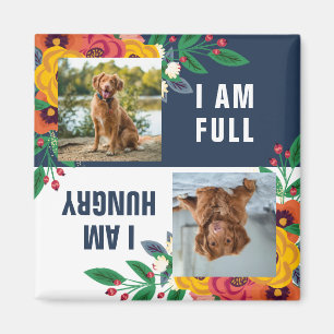 Hund Golden Gult Navy Blue Boho Blommigt Matas Magnet