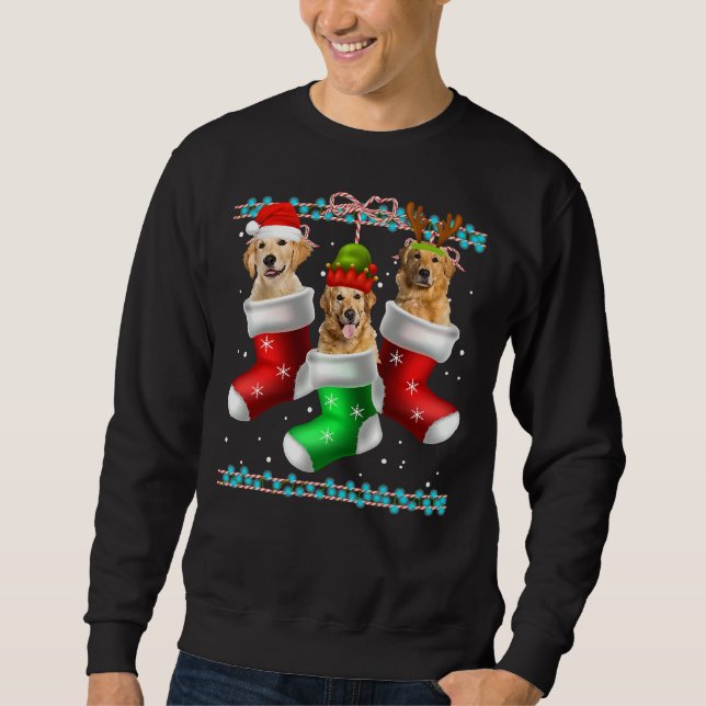 Hund Golden Retriever-julsockel 372 Lång Ärmad Tröja (Framsida)