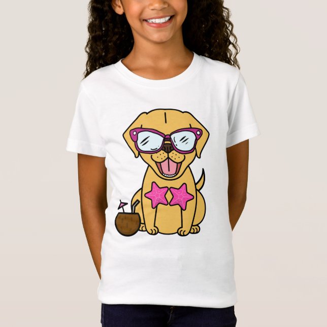 Hund Golden Retriever mit Sonnenbrille am Strand T Shirt (Framsida)